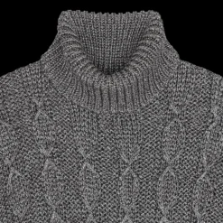 Pull SAINT LAURENT Col roulé Maille viscose mélangée torsade Gris argenté