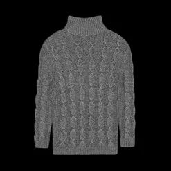 Pull SAINT LAURENT Col roulé Maille viscose mélangée torsade Gris argenté