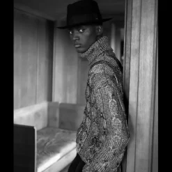 Pull SAINT LAURENT Col roulé Maille viscose mélangée torsade Gris argenté