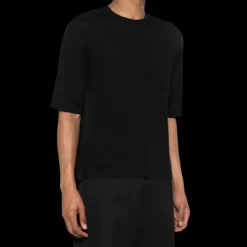 Pull SAINT LAURENT manche courte col rond cachemire noir