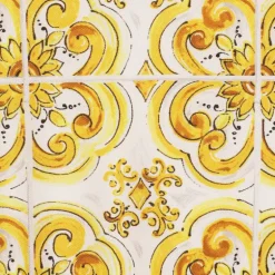 Pull sans manches DOLCE & GABBANA sergé de soie blanc imprimé majolique jaune