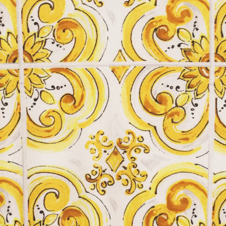 Pull sans manches DOLCE & GABBANA sergé de soie blanc imprimé majolique jaune