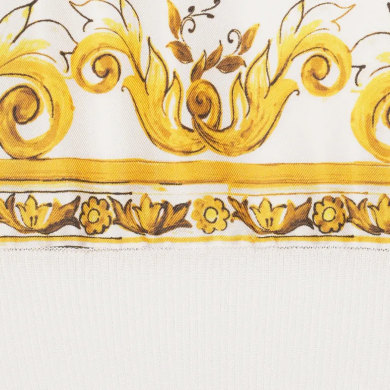 Pull sans manches DOLCE & GABBANA sergé de soie blanc imprimé majolique jaune