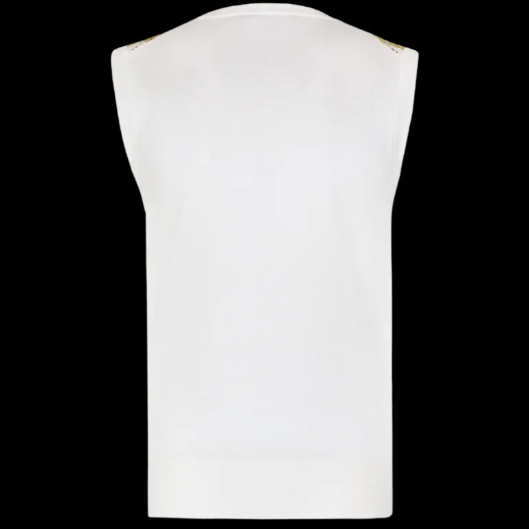 Pull sans manches DOLCE & GABBANA sergé de soie blanc imprimé majolique jaune