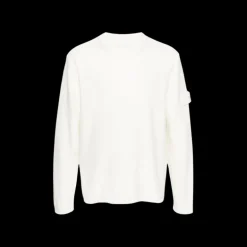 Pull STONE ISLAND  col rond coton cachemire côtelé blanc Ghost