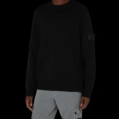 Pull STONE ISLAND Ghost  col rond laine vierge noir