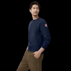 Pull Sweatshirt CANADA GOOSE col rond Huron Coton Bleu marine