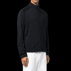 Pull zippé ZEGNA laine fine bleu marine