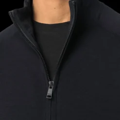 Pull zippé ZEGNA laine fine bleu marine