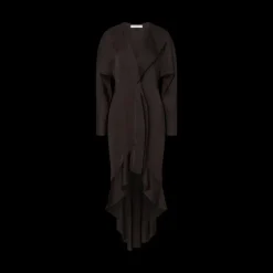 Robe asymétrique PHILOSOPHY DI LORENZO SERAFINI satin noir col V volants