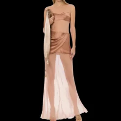 Robe bustier ALBERTA FERRETTI voile satin mousseline rose poudré