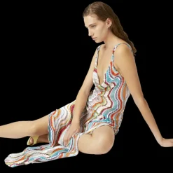 Robe cache-cœur MISSONI longue rayon fibre métal vague multicolore