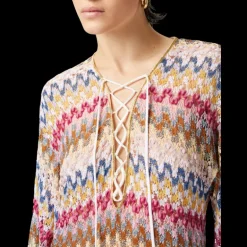 Robe caftan court dMISSONI entelle viscose lamé multicolore