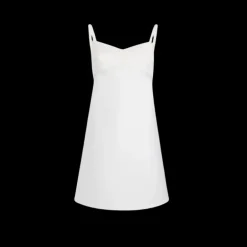 Robe courte KHAITE à bretelles Eli trapèze soie craie