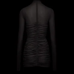 Robe courte MAGDA BUTRYM col montant drapée noire fleurs