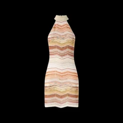 Robe courte MISSONI ans manches lamé chevron sequins décolleté dos nu