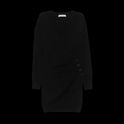 Robe courte PHILOSOPHY Col V laine mélangée Cache-cœur noir