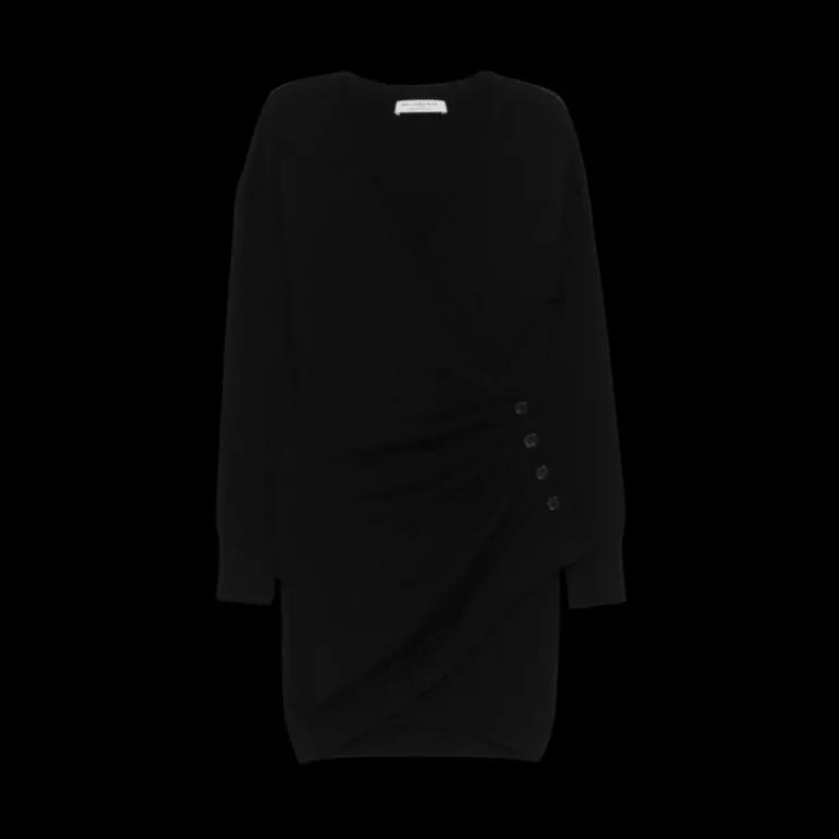 Robe courte PHILOSOPHY Col V laine mélangée Cache-cœur noir