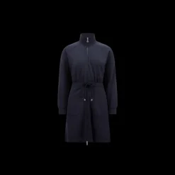 Robe courte zippée MONCLER viscose Punto Milano bleu marine