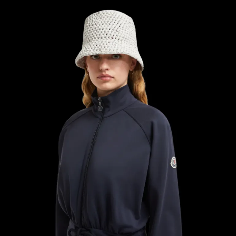 Robe courte zippée MONCLER viscose Punto Milano bleu marine