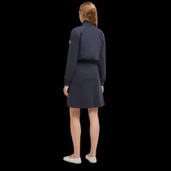 Robe courte zippée MONCLER viscose Punto Milano bleu marine