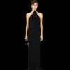 Robe extra longue MAGDA BUTRYM dos nu fleurs lacets encolure noir