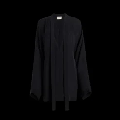 Robe KHAITE Mehna liquette soie crêpe Georgette noir lien cravate