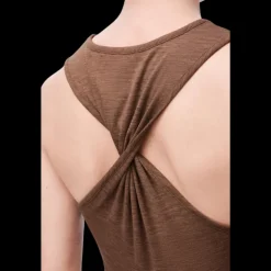 Robe longue débardeur LOEWE Anagramme laine chinée stretch marron dos torsade