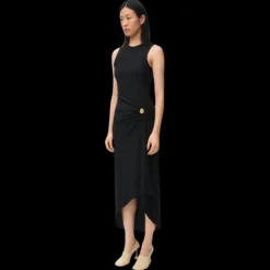 Robe longue LOEWE Pebble sans manche drapée fendue broche anagram