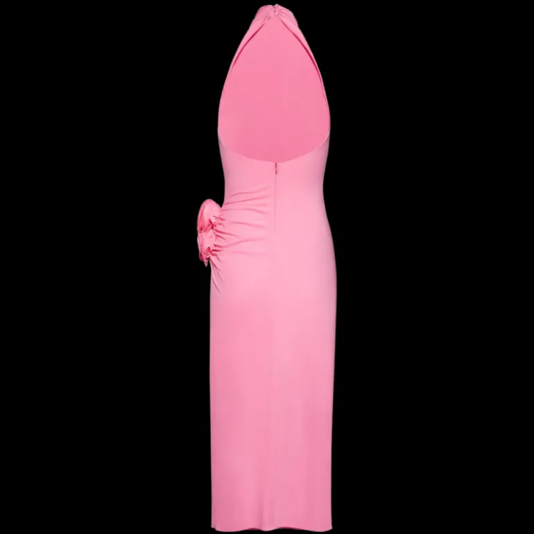 Robe MAGDA BUTRYM midi dos nu jersey rose drapée fendue fleurs