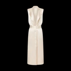 Robe manteau PHILOSOPHY DI LORENZO SERAFINI sans manche satin écru ceinture