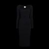 Robe mi longue KHAITE Beth encolure cœur maille viscose côtelée noir
