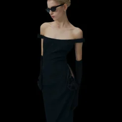 Robe midi MAGDA BUTRYM laine découpes latérales fleurs noir