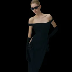 Robe midi MAGDA BUTRYM laine découpes latérales fleurs noir