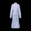 Robe PHILOSOPHY DI LORENZO SERAFINI chemise coton bleu ciel rayures blanc à nouer