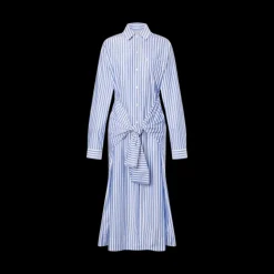 Robe PHILOSOPHY DI LORENZO SERAFINI chemise coton bleu ciel rayures blanc à nouer