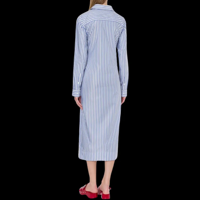 Robe PHILOSOPHY DI LORENZO SERAFINI chemise coton bleu ciel rayures blanc à nouer