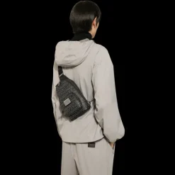 Sac à dos bandoulière DOLCE & GABBANA noir jacquard enduit logo gris
