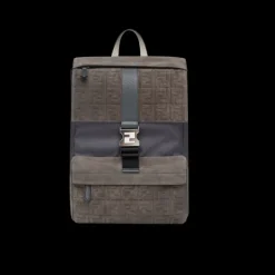 Sac à dos FENDI Fendiness format moyen cuir suédé gris boucle FF