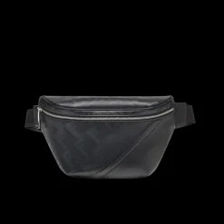 Sac banane cuir Fendi Shadow noir motif FF texture rayée