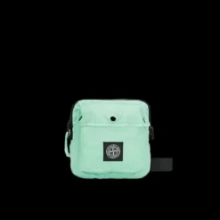 Sac Bandouliere STONE ISLAND Mussola Gommata Canvas Print coton vert Aqua