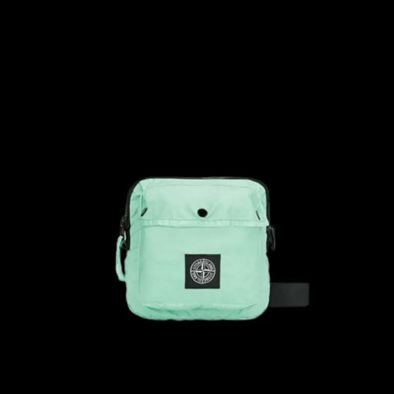 Sac Bandouliere STONE ISLAND Mussola Gommata Canvas Print coton vert Aqua