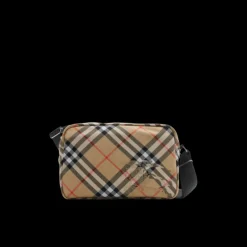 Sac bandoulière BURBERRY Check beige broderie cavalier