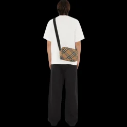 Sac bandoulière BURBERRY Check beige broderie cavalier