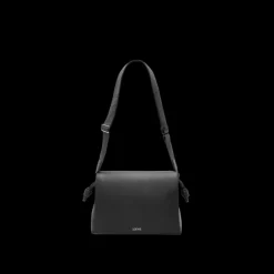 Sac bandoulière LOEWE Flamenco Satchel cuir veau brillant souple noir