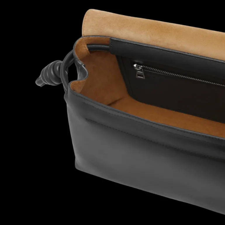 Sac bandoulière LOEWE Flamenco Satchel cuir veau brillant souple noir