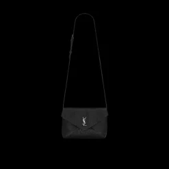 Sac bandoulière SAINT LAURENT Enveloppe Cassandre cuir agneau embossé noir