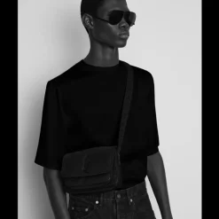 Sac bandoulière SAINT LAURENT Niki small messenger econyl® nylon noir logo noir