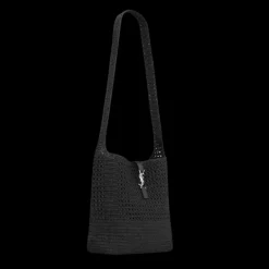 Sac cabas SAINT LAURENT East/West 5 à 7 raphia noir fermoir Cassandre