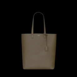 Sac cabas SAINT LAURENT shopping bag cuir grainé vert kaki